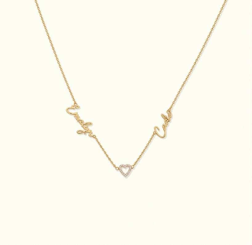 Collier double prénoms en Argent