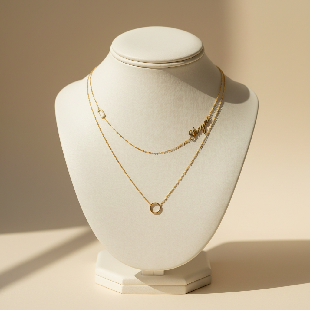 Trio collier MINE sur porte-bijoux crème